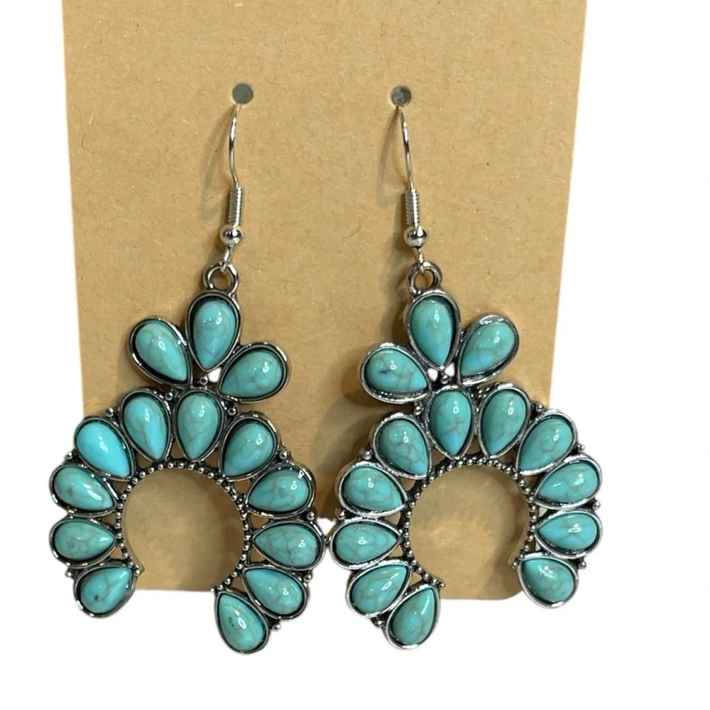 NWT 3 for $20 silver & turquoise horseshoe dangle pierced earrings “you pick 3” - Picture 4 of 5